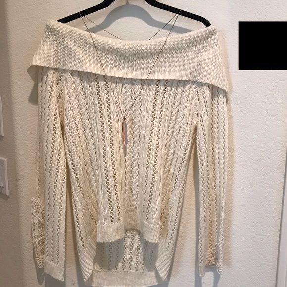 Ivory off the shoulder sweater - Picture 1 of 3